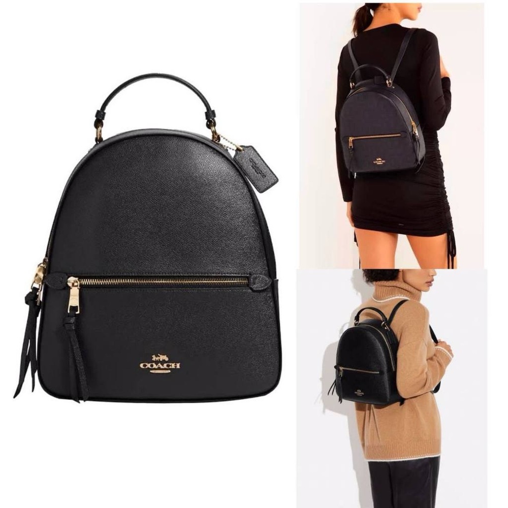 Coach Black Medium Backpack with Gold Accents